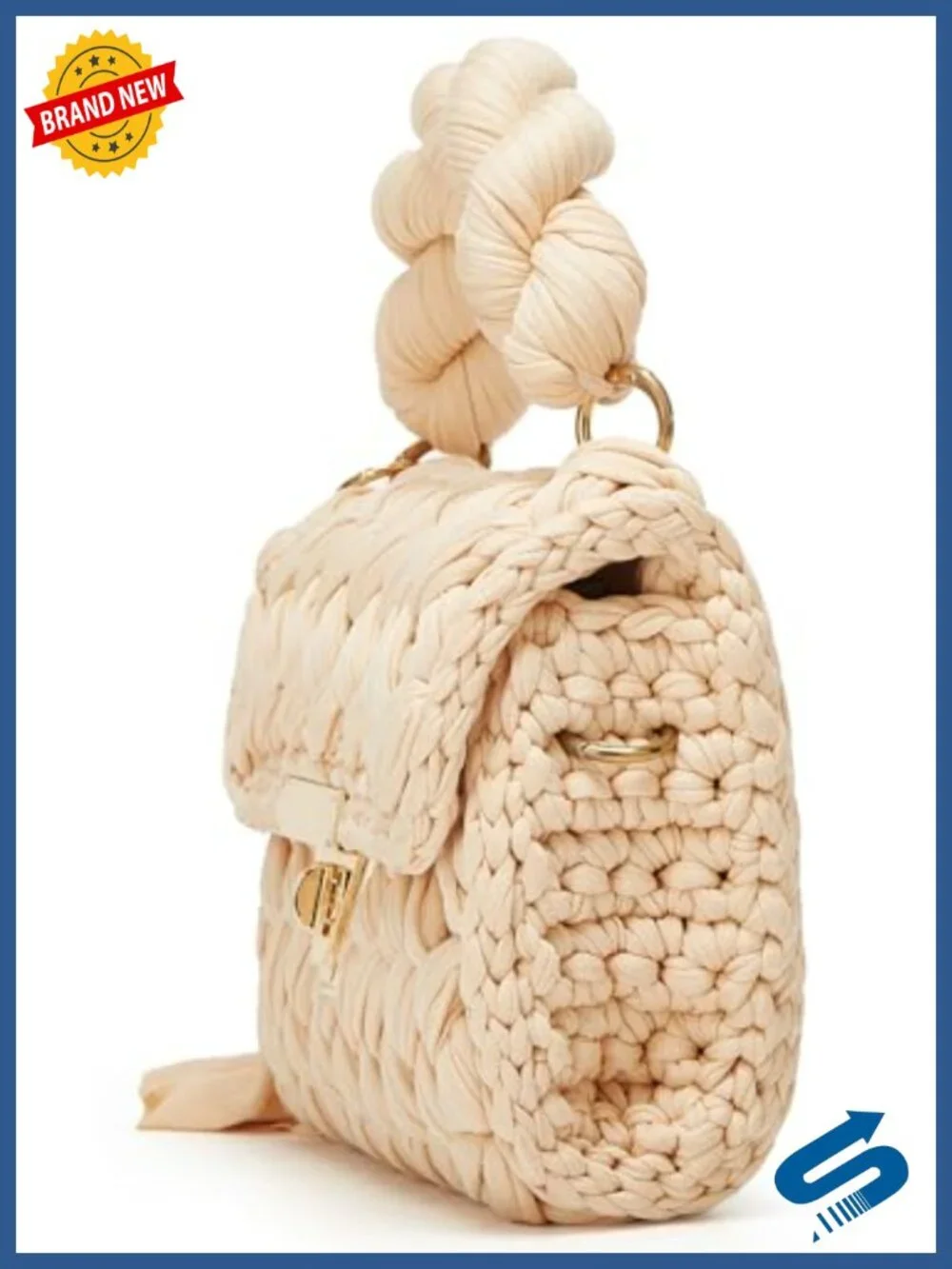 Handwoven Knit Tote Bag Crossbody Satchel Top-Handle Purse Shoulder Clutch